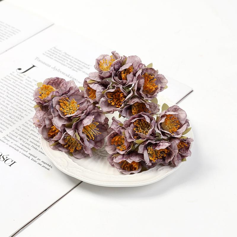 6PCs Artificial Flowers 11cm Silk Fake Flowers Bouquet for Home Room Dceor Wedding Marriage Decoration DIY Craft Gifts Accessory