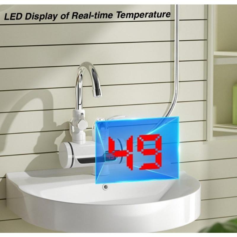 360° Rotating Rapid Heating Faucet Tankless Water Heater with LED Display and Hose, Complete Shower Set