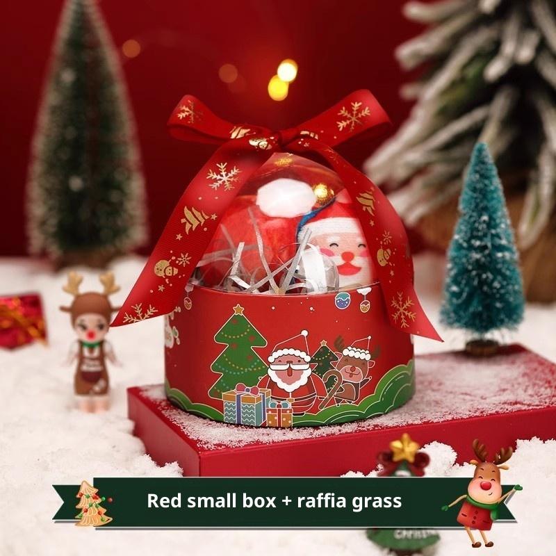 Red Leatherette Gift Bag with Gold Ornaments,Festive Gift Containers for Holiday Candies & Small Presents