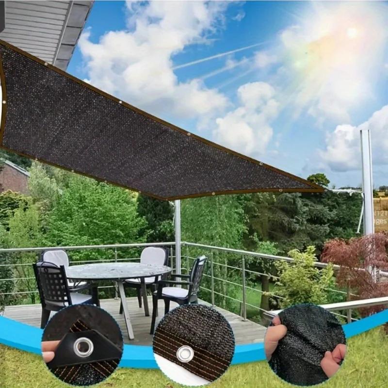 Durable Black UV Protection Canopy - Outdoor Sun Shade Net - Multiple Sizes Available for Travel, Picnics, and Pools