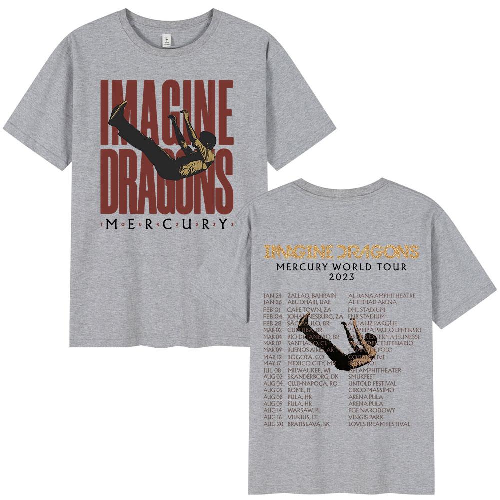 Imagine Dragons Mercury Tour 2022 Concert T Shirt Hip Hop Rock Band Tshirt Men Women Clothing Cotton Loose Short Sleeve T-shirts