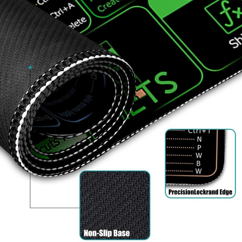 Large Keyboards Mouse Pad Featuring Excels Word Shortcut for Office Software Use and Gaming with Waterproof