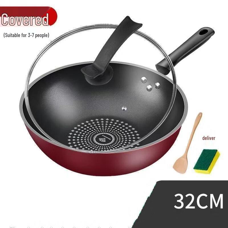 Wutuo 32cm Diamond Crystal Non-Stick Iron Wok