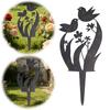 Metal Garden Stake with Bird and Floral Design Flower Bed Decor Plant Stake for Yard Lawn Rustic Garden Art Ornament Decor