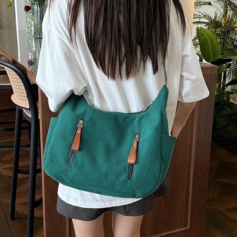 New Korean version of casual women's shoulder bag canvas dumpling bag texture large-capacity commuter bag leisure student class bag