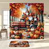 Pumpkin Shower Curtain Set - Includes Shower Curtain & Bath Mat, Non-Slip Rug And U-Shaped Toilet Lid Cover For Bathroom Decor