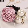 Damska Dziewczęca Szykowna Słodka Róża Kwiat Sztuczne Perły Opaska do Włosów Gumka do Kucyka Gumka do Włosów