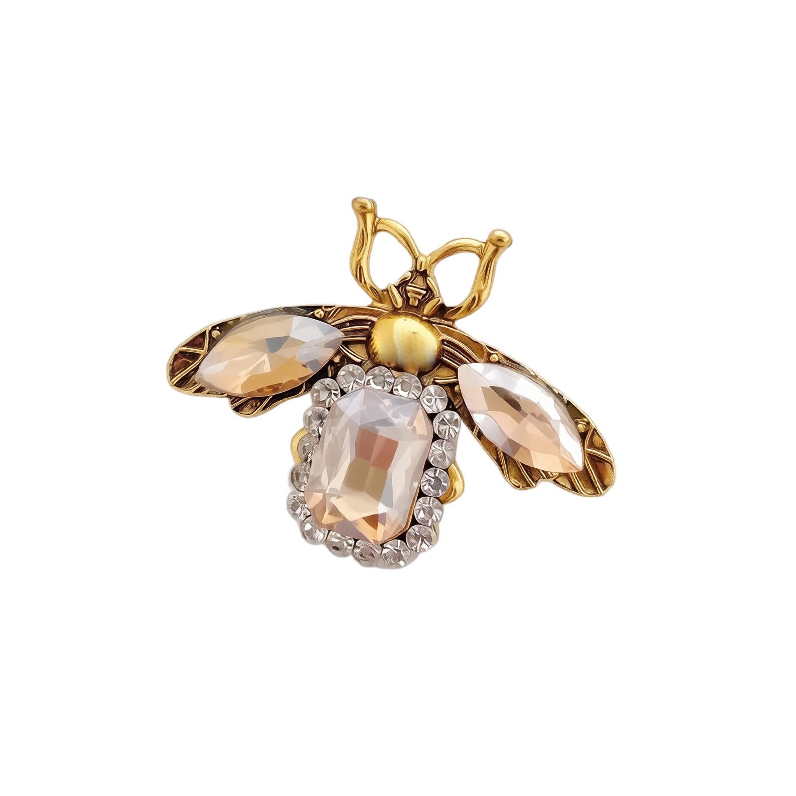 Creative Bee Brooch Rhinestone Inlaid Decorative Pin Unique Personality Colorful Badge Suit Clothing Accessory one size