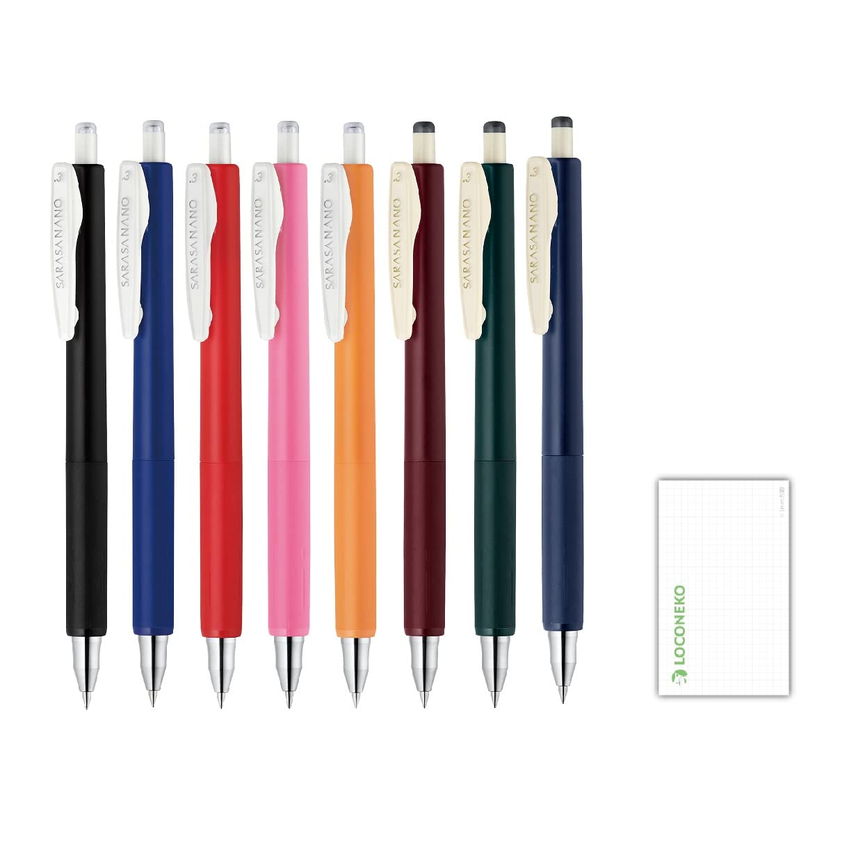 

Zebra Sarasa Nano Gel Ballpoint Pen JJH72 Loconoeko Trial Paper Set 0.3 (8 Colors) +