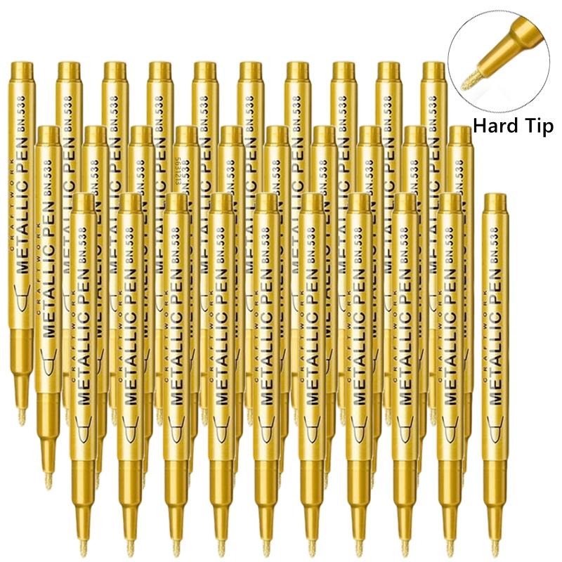 1/10/50Pcs Art Writing Gold Silver White Metallic Paint Pen Set Brush Tip Marker Pen Acrylic Paint Markers Stationery Supplies