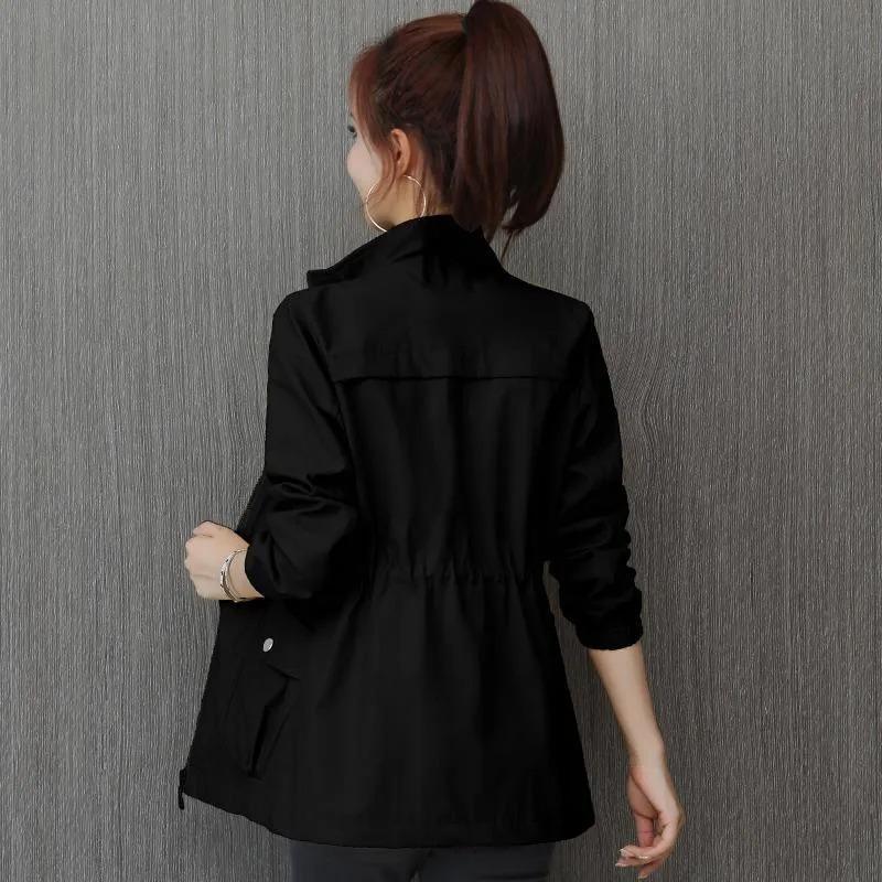 Double Layer Women Windbreaker 2024 Nové jaro podzimní krátký kabát Fashion3XL stojatý límec dámská bunda podšívka