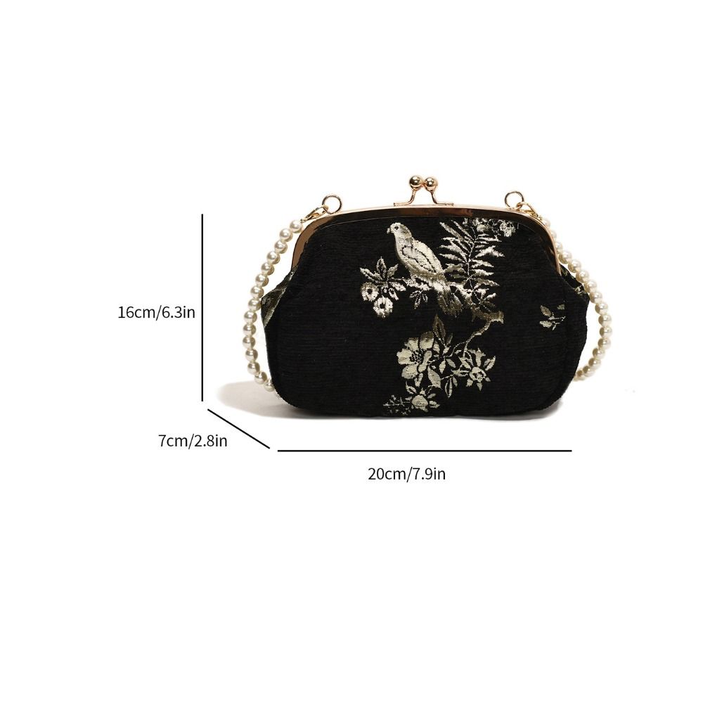 Pearl Chain Hanfu Embroidery Handbag Embroidered Cheongsam Bag Chinese Style Handbag  Wedding