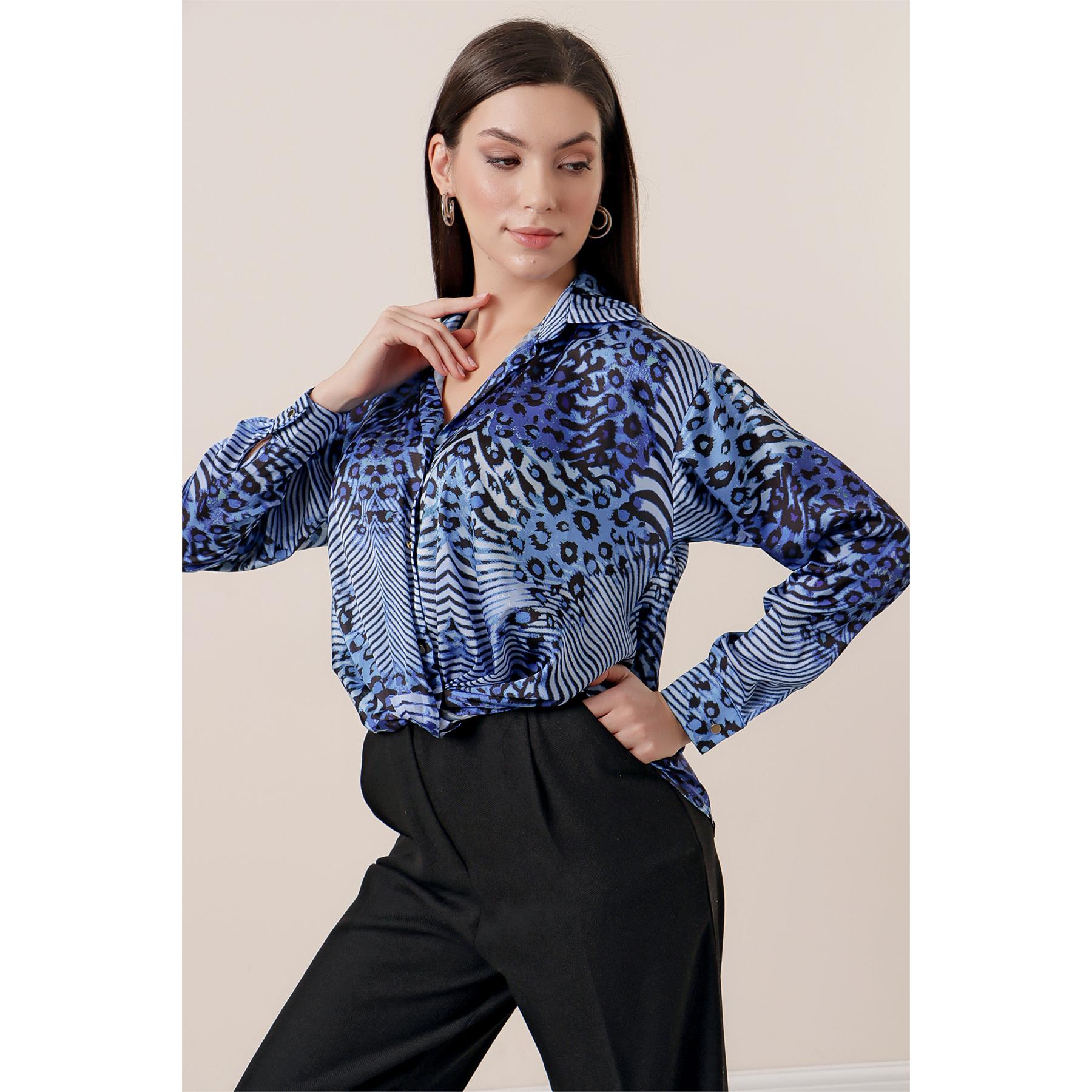 

Атласная блузка с леопардовым принтом и завязками спереди