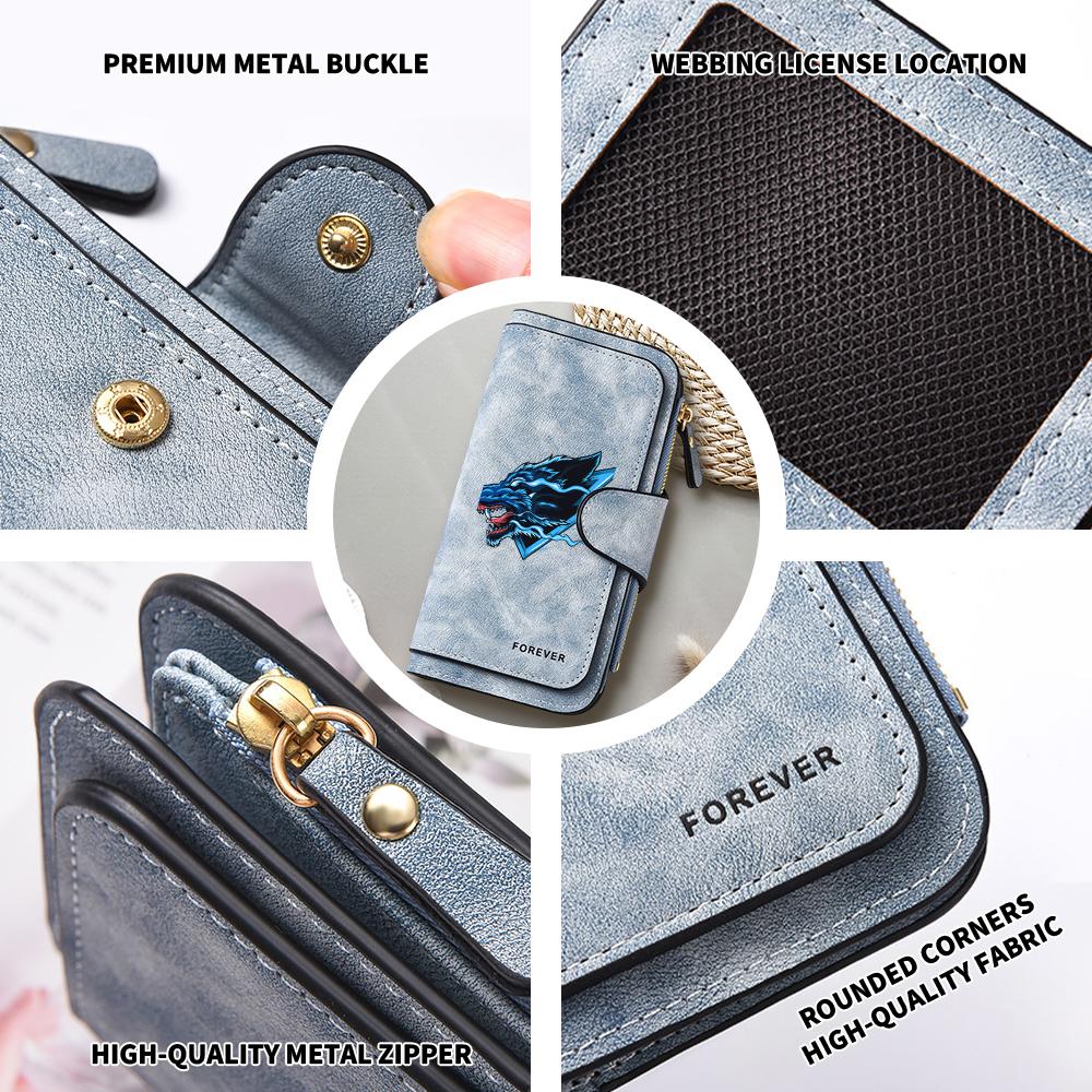 Stylish Cool Wolf Pattern Men Long Wallet Multi Slot Portable Durable Fashion Purse