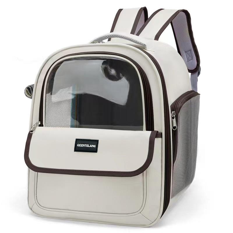 Large-Capacity Breathable Cat Backpack Carrier with Durable PVC, Side Opening and Zip Closure for Outdoor Travel