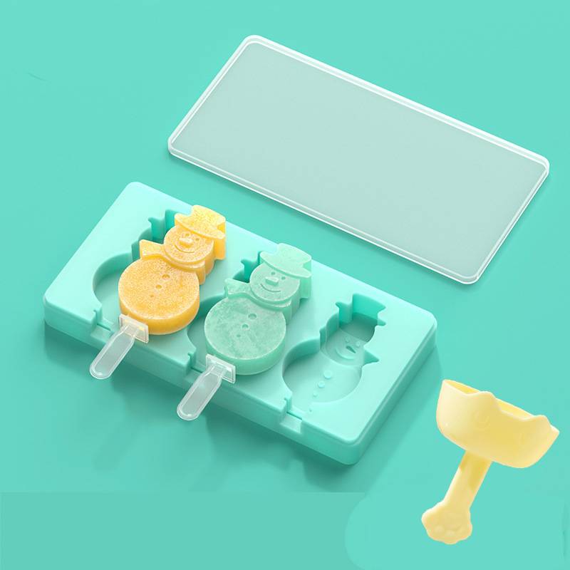 Food Grade Silicone Ice Cream Mould Heart-Shaped Snowman Christmas Tree Popsicles Mold Reusable Kids Homemade Frozen Popsicle