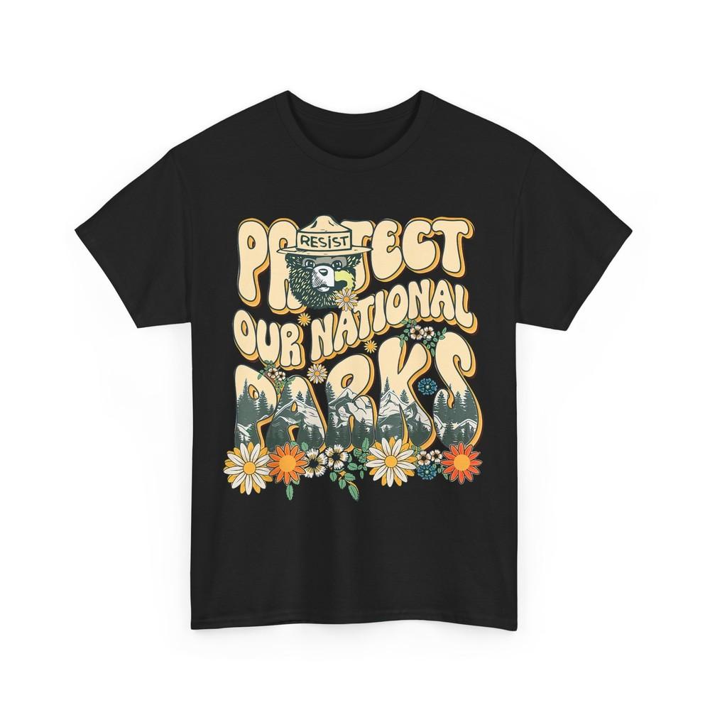Resist Bear Shirt, Protect Our National Parks Groovy Bear Funny Shirt Unisex T-Shirt XL