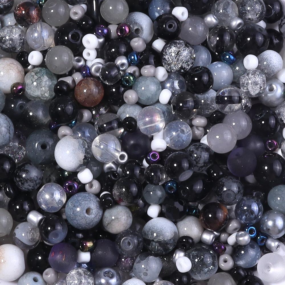 50g 3-12mm Mixed Size Glass Beads Colorful Loose Spacer Bead For Jewelry Making DIY Bracelet Necklace Phone Keychain Accessories