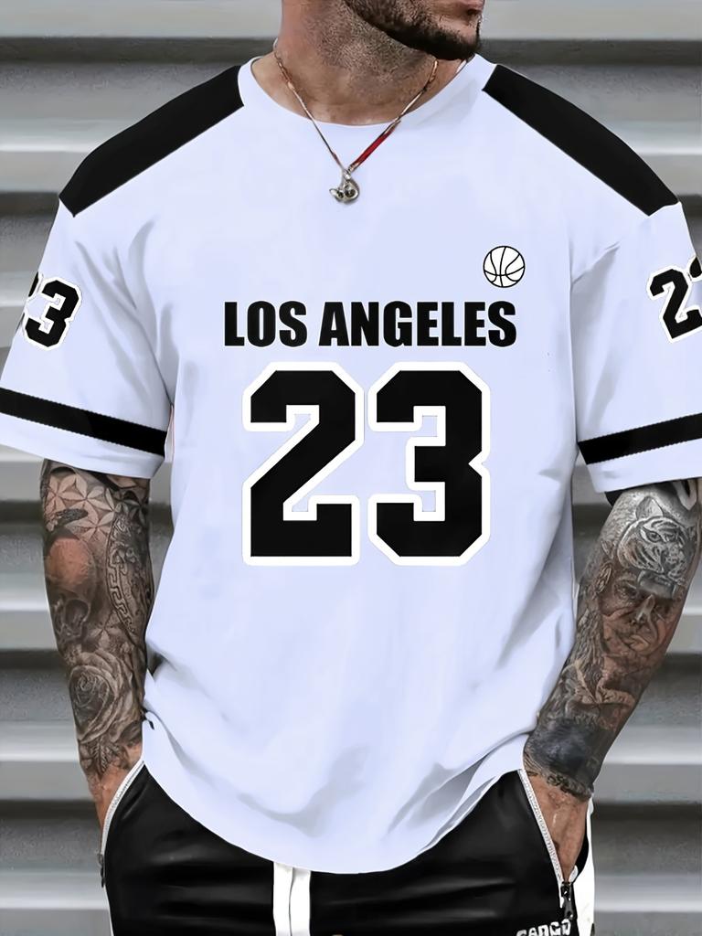 Number23 Los Angeles Print Mens T-Shirt Man Short Sleeves Sportwear Football T-Shirt Vintage Oversize 5 Colors Tees Men Clothes