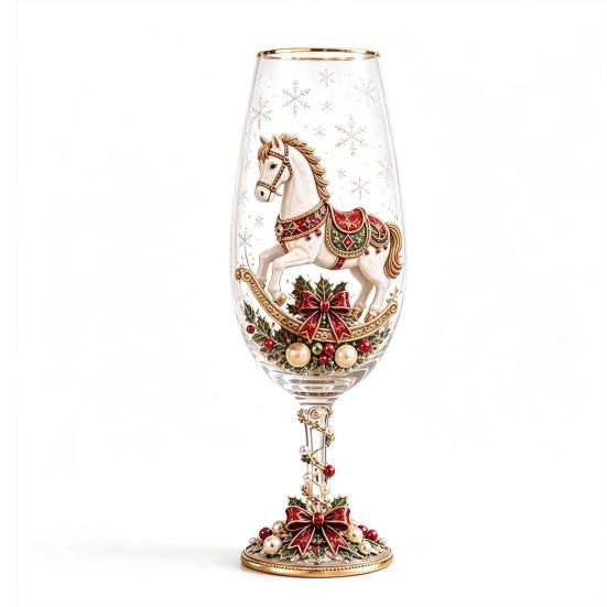 Regalo Stagionale Invernale Schiaccianoci di Natale Bicchiere da Champagne, 350ml Bicchiere Decorativo Vino Festivo Dipinto a Mano per Bicchieri Tavola Festiva E
