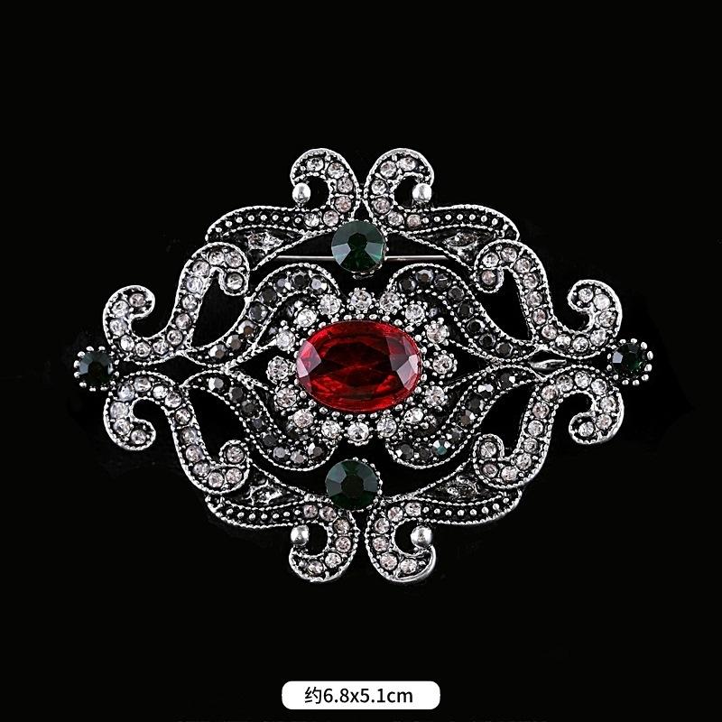 Fulok Court Brooch Femininity Metal Crystal Badge Pin Suit Coat Accessories