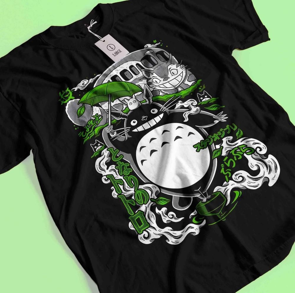 

Мой сосед Тоторо Футболка Студия Ghibli Унесенные призраками Аниме Подарочная Футболка Все Размеры L