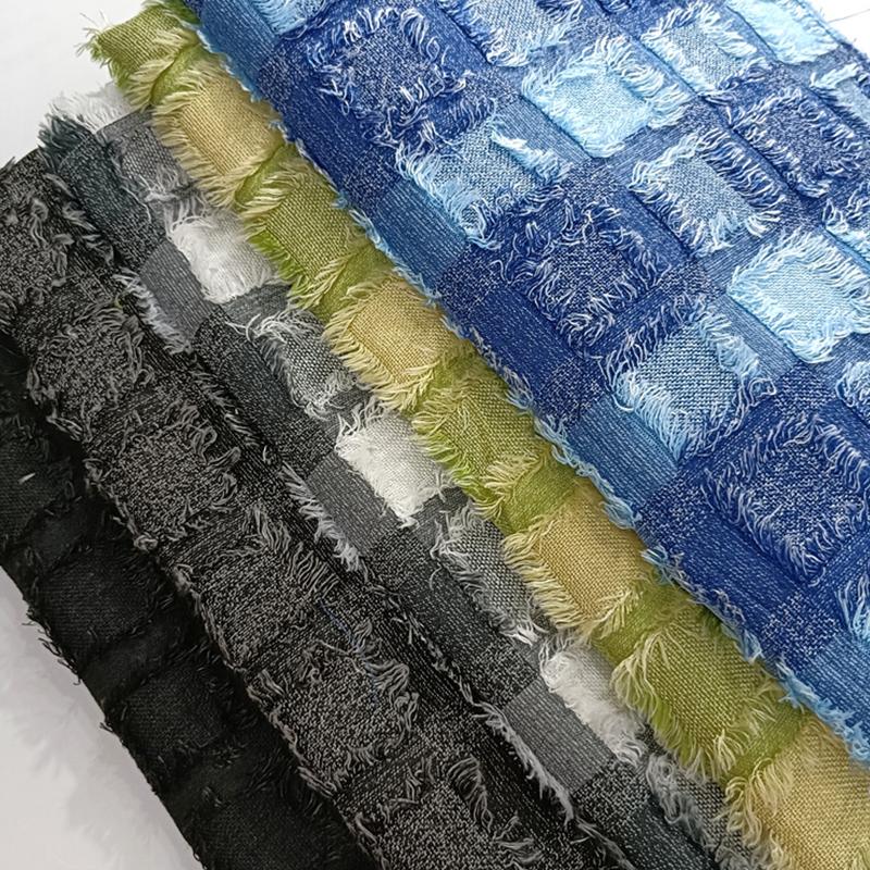 50*150cm Tassels Square Plaid Pattern Yarn-dyed Jacquard Fabric Fashion Dress Texture Fabric DIY Sewing Designer Fabric