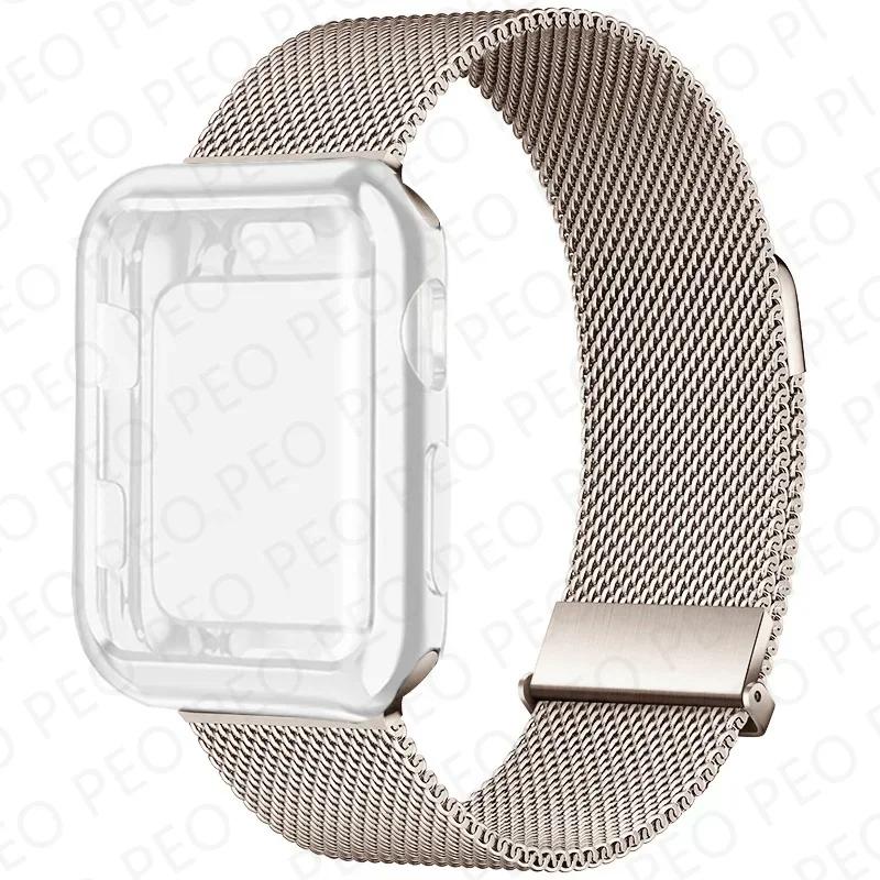 Case+Metal Milanese bands For Apple Watch Band 44mm 38mm-42mm-40mm Magnetic Loop iwatch Series 9 8 7 6 5 4 3 SE 45mm 41mm Strap