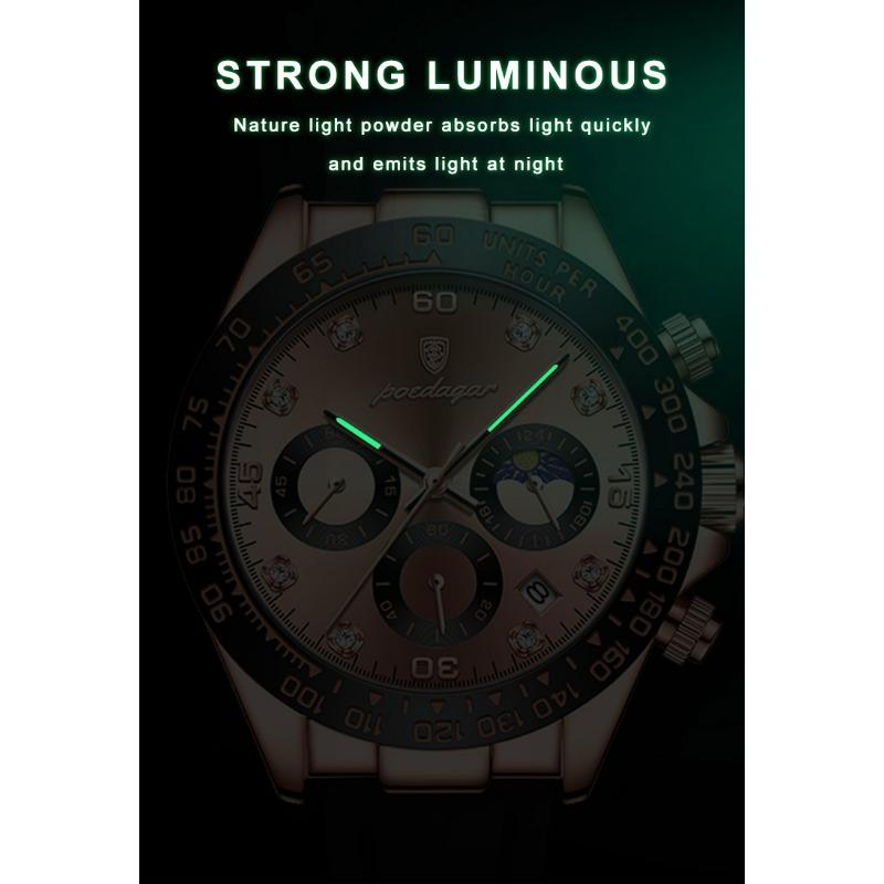 POEDAGAR Luxury Casual Top Brand Watch Business Sport Chronograph Date Luminous Waterproof Silicone Strap Watch Male reloj