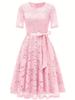 Spring-Summer Lace Slim Fit Bowknot Formal Dress