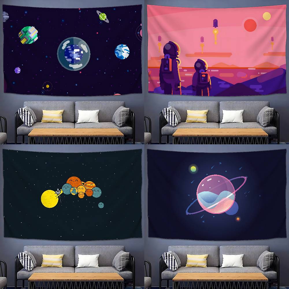 Space Tapestry Wall Hanging Tapestry Art Deco Blanket Curtain Hanging At Home Bedroom Living Room Decor