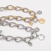 European & American Style Braided Chain Necklace with Coin Alloy Pendant