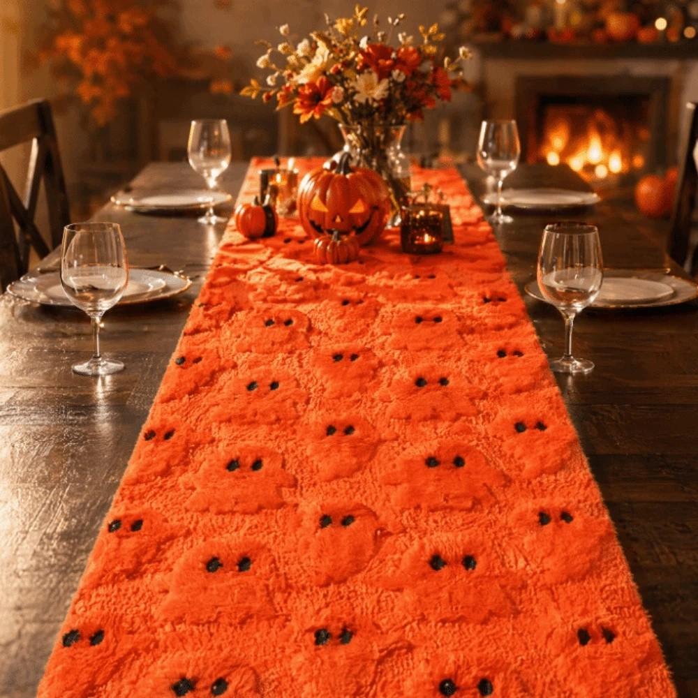 Comfortable Halloween Table Runner Soft Texture 3D Tufting Dining Tablecloth Restaurant