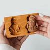 Multi-Shape 3D Wooden Cookie Cutter - Carved Biscuit Stamp Embossing Molds for Festival Baking Gingerbread Making