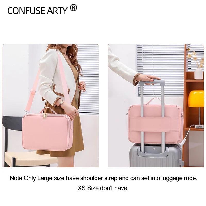 New Smart LED Lights Makeup Case For Women With Mirror Professional Large Capacity Waterproof PU Leather Travel Cosmetic Bags