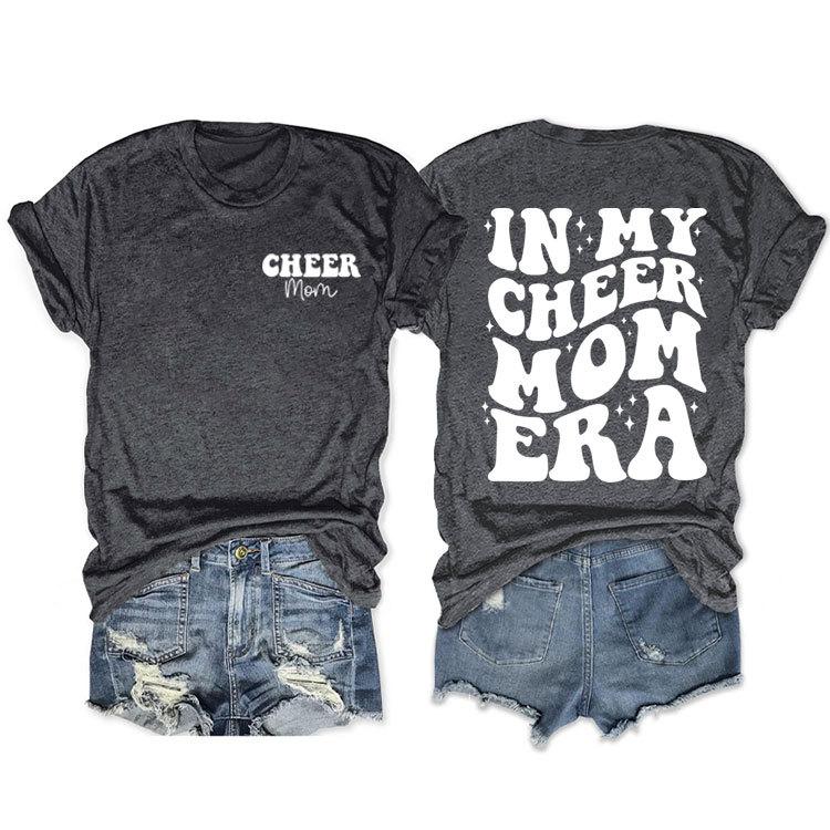 In my cheer mom era cheer mom crew neck casual T-shirt double-sided printing loose short sleeves