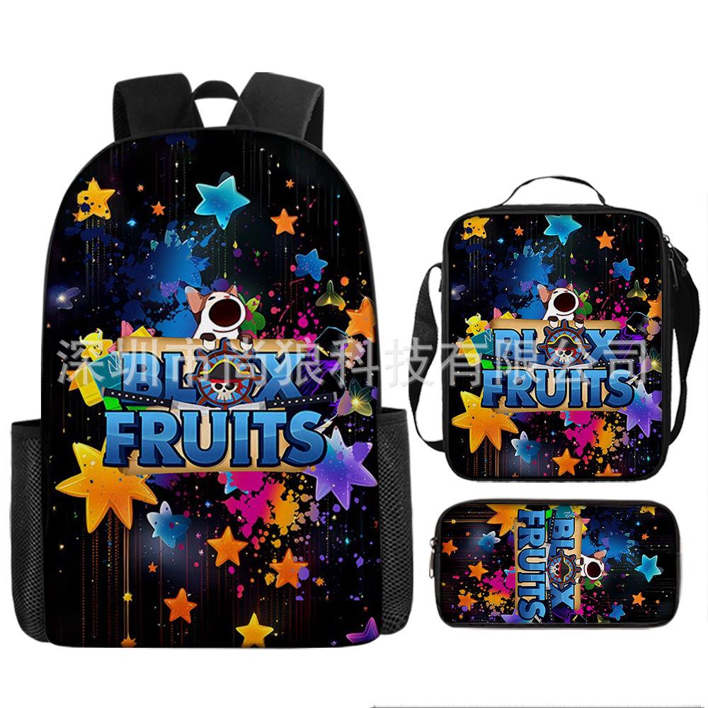 Large Capacity Schoolbag with Shoulder Strap; Student Three-piece Pencil Case Set