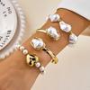 Handmade Imitation Pearl Beaded Bracelet Set for Women Exaggerated Acrylic Multilayer Stretch Bracelet Party Jewelry Accessories