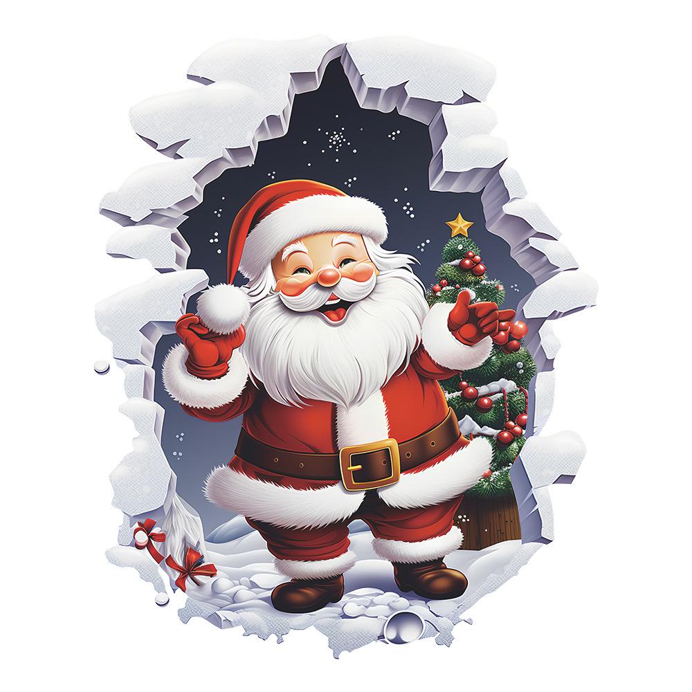 Christmas Atmosphere Decoration Broken Wall Santa Bedroom Living Room Porch Home Beautification Wall Stickers