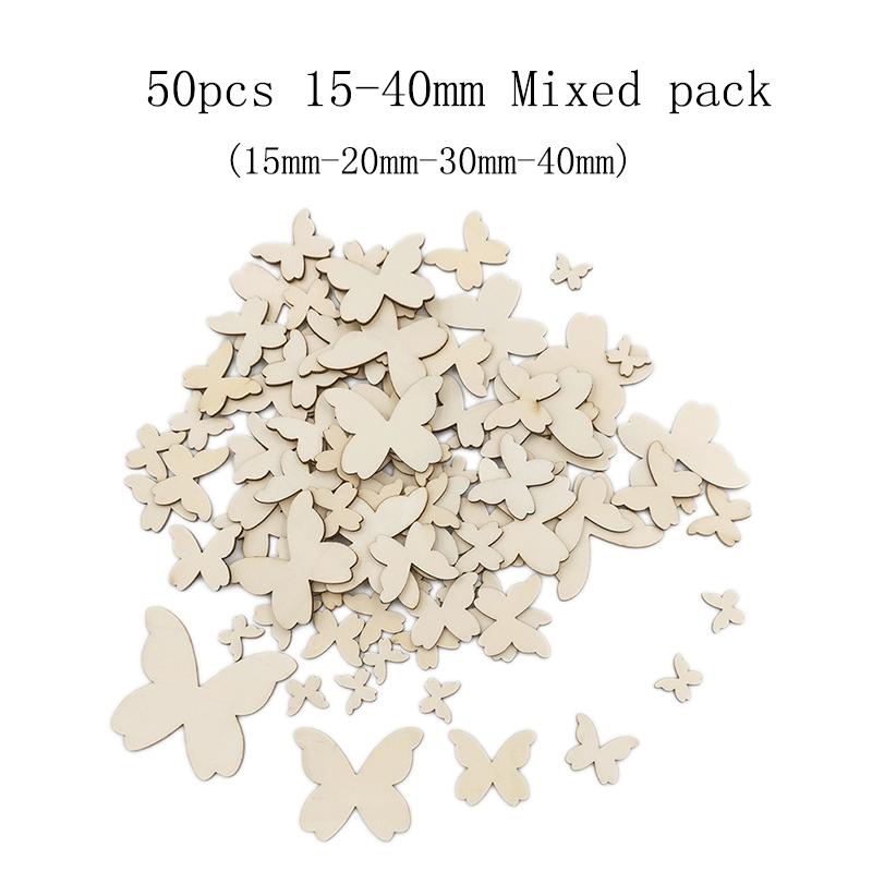 

DIY деревянные чипы искусство деревянные ремесла принадлежности творческий материал вечеринка свадебное украшение 50 шт натуральный пустой бабочка деревянный срез