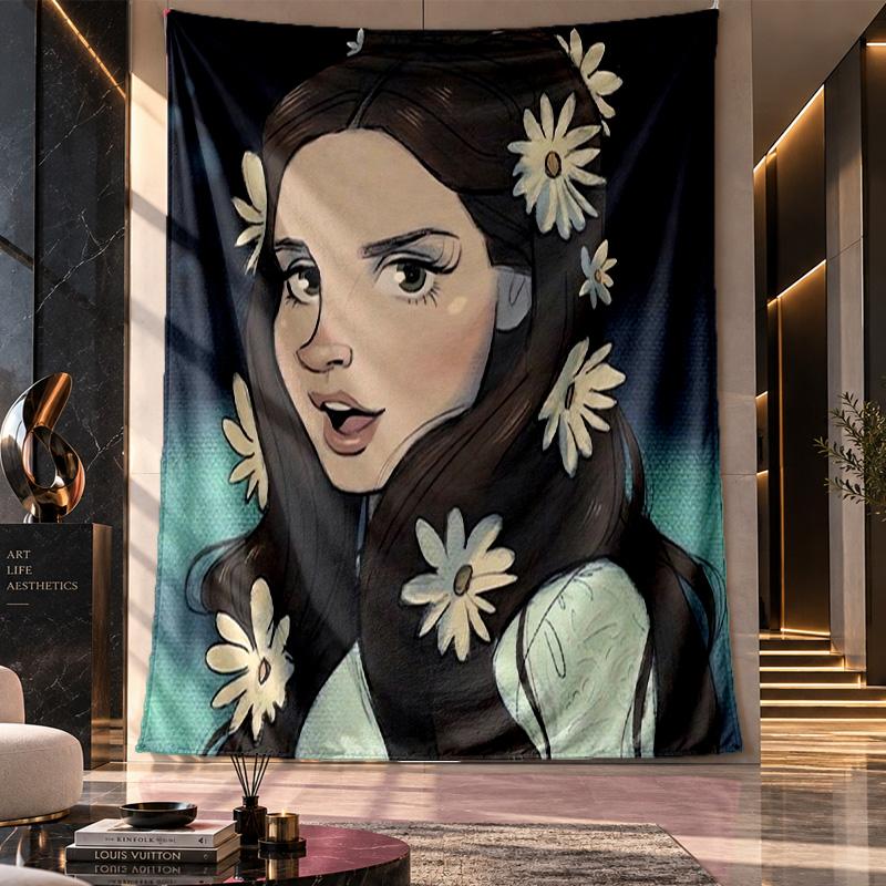 Wall Hanging Tapestry,Lana Del Rey Printed Fabric Backdrop For Dorm Room Party Decoration