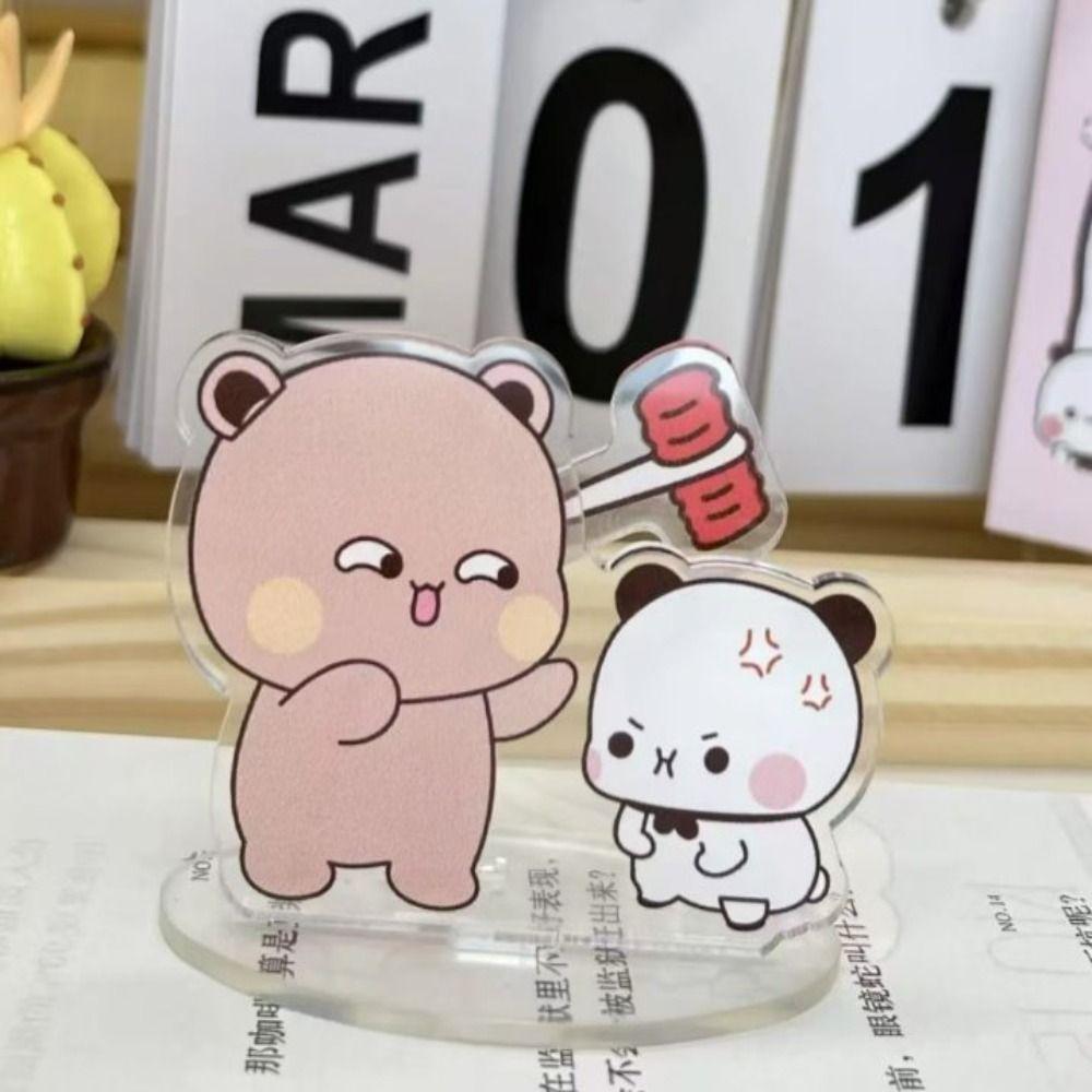 

Shaking Head Panda Bear Figure Cartoon Anime Doll Ornament Bubu Dudu Animal Toy Desktop Decoration коричневий