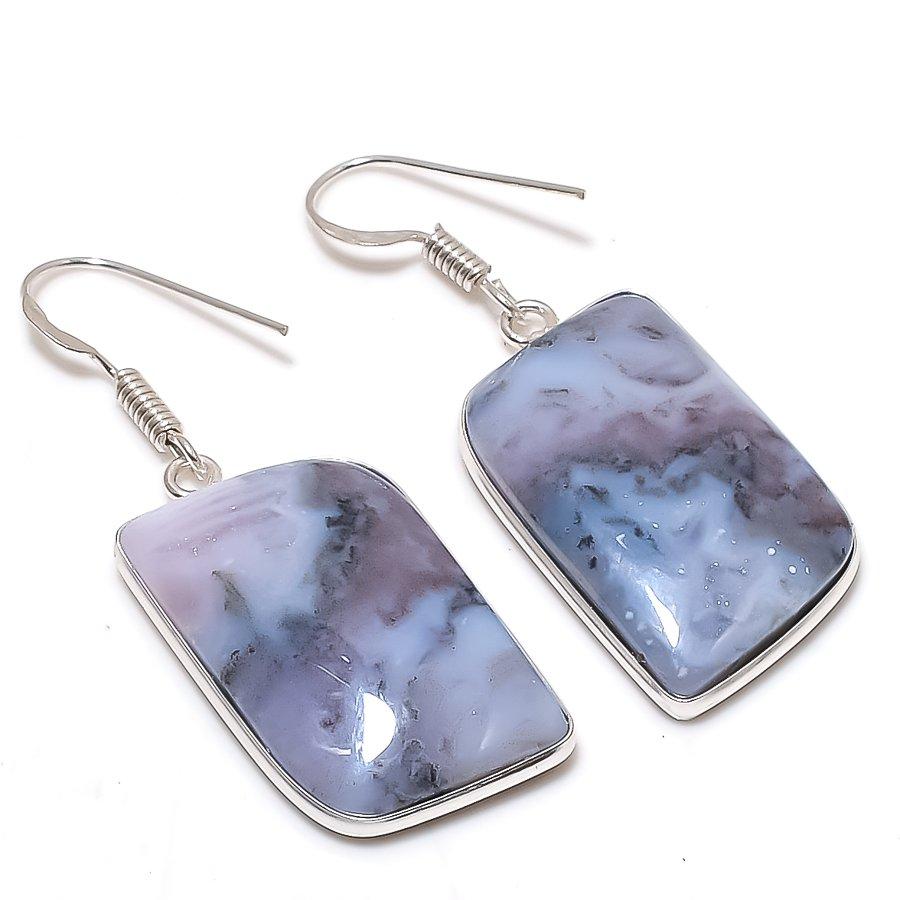 Natural Moss Agate Gemstone 925 Sterling Silver Jewelry Earring 1.81  AE-12407