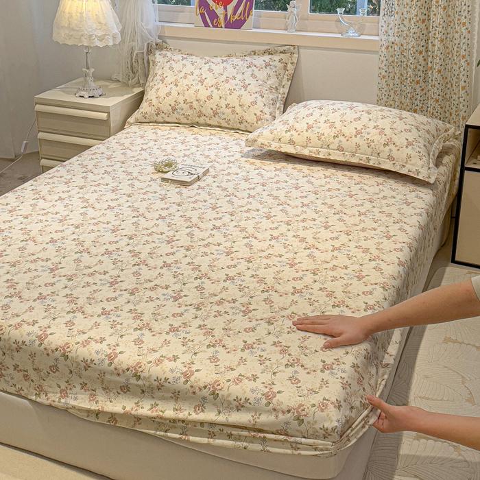 Floral Printed Mattress Cover Cotton Soft Single Queen King Size Bed Sheet Household Bedding No Pillowcase