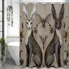 Two Bunnies Folk Art Bunny Easter Shower Curtain, Bathroom Decorative Shower Curtain, Waterproof Shower Curtain with Hooks