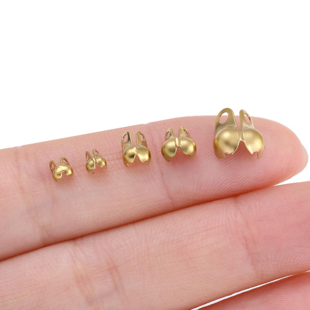 10pcs Stainless Steel Double Hole End Clasp Beads Open Cover Crimp Connector Beads For DIY Jewelry Making Necklace Component