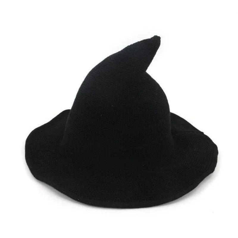 1pc Male/Female Halloween Vintage Wool Knit Hat Women's Witch Hat Dress Up Party Masquerade Hat Holiday Decoration Accessories