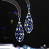 Women's Light Luxury Design Elegant Geometric Oval Long Water Droplet Earrings Fashionable And Versatile Niche Design Earrings
