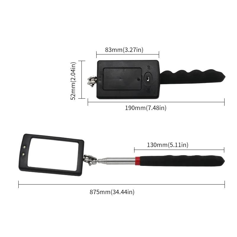 Telescoping Flexible Head Inspection Mirror Car Bottom With Light Adjustable Detection Mirror Magnification Inspection Mirror