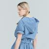 Women'S Check Crop Hoodie Blue
